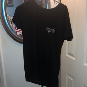 Black embroidered short sleeve t-shirt